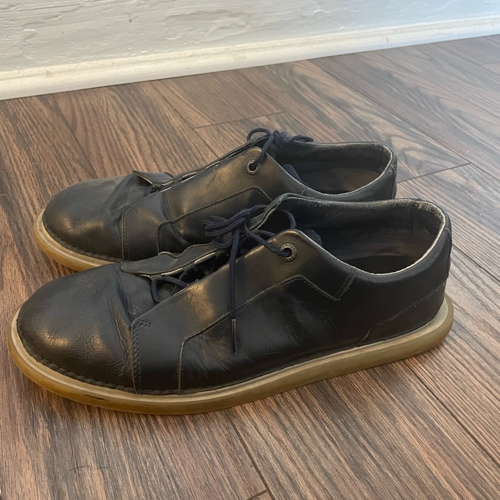 Blue leather sneakers